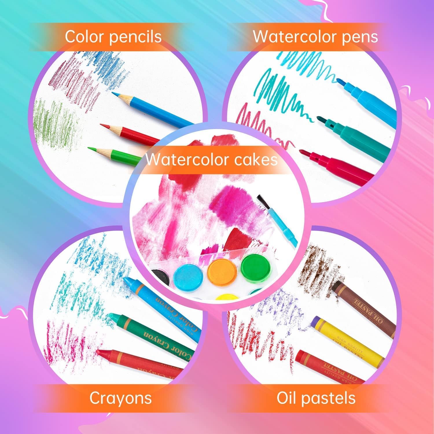 Ixora 128 pieces Art Set, Portable Drawing Painting Art Supplies, - Image 4