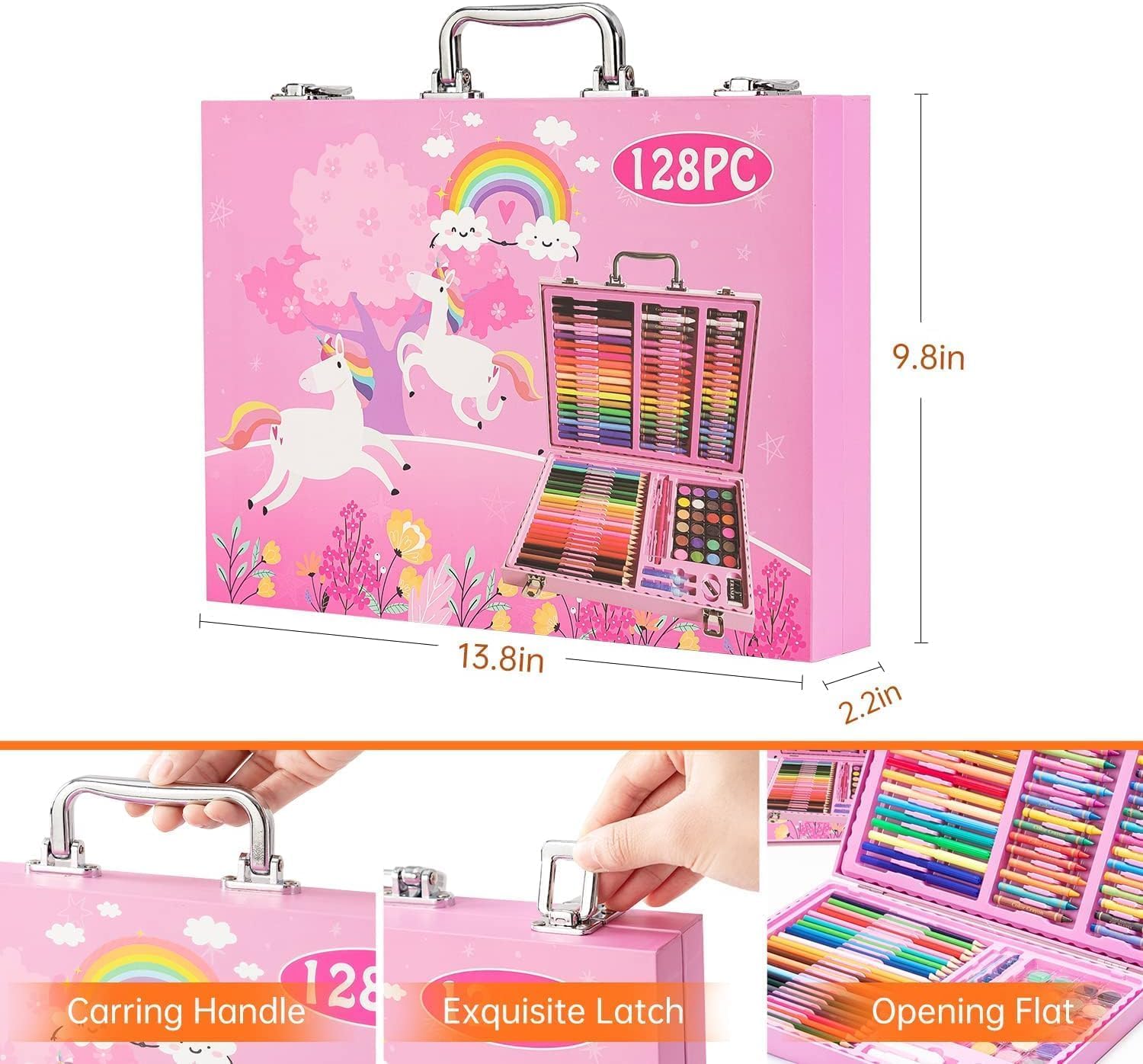 Ixora 128 pieces Art Set, Portable Drawing Painting Art Supplies, - Image 5