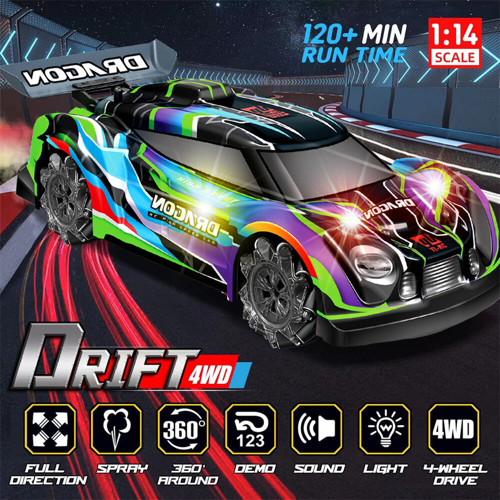 KYAMRC YL-66 1/14 2.4G 4WD RC Car Lateral Drift Spray LED Light 360Rotation Stunt Vehicles Models Remote Control Toys - Image 11