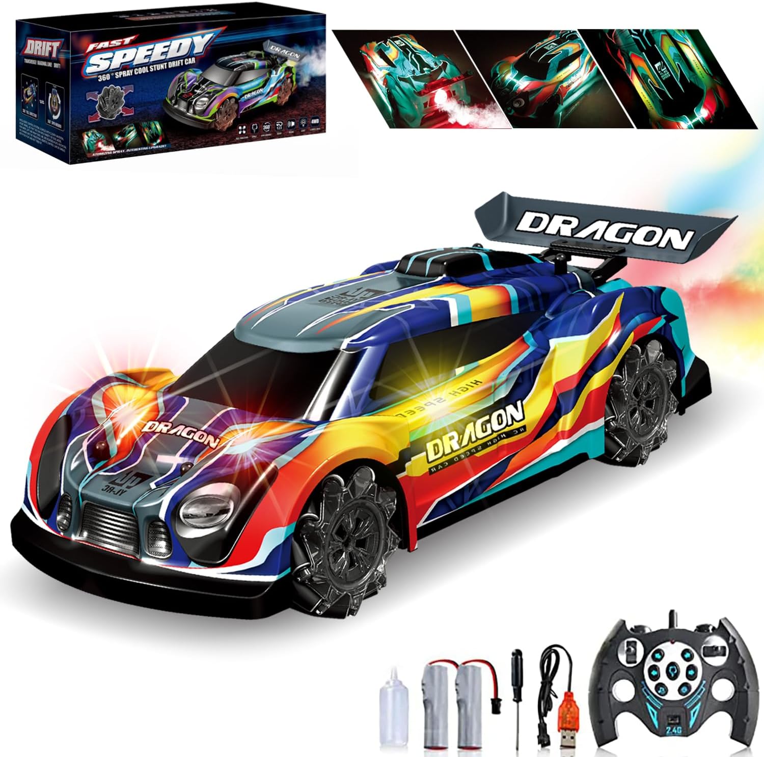 KYAMRC YL-66 1/14 2.4G 4WD RC Car Lateral Drift Spray LED Light 360Rotation Stunt Vehicles Models Remote Control Toys - Image 5