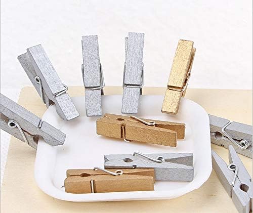 Wood Clothespins Mini Colored Natural Wooden Clips