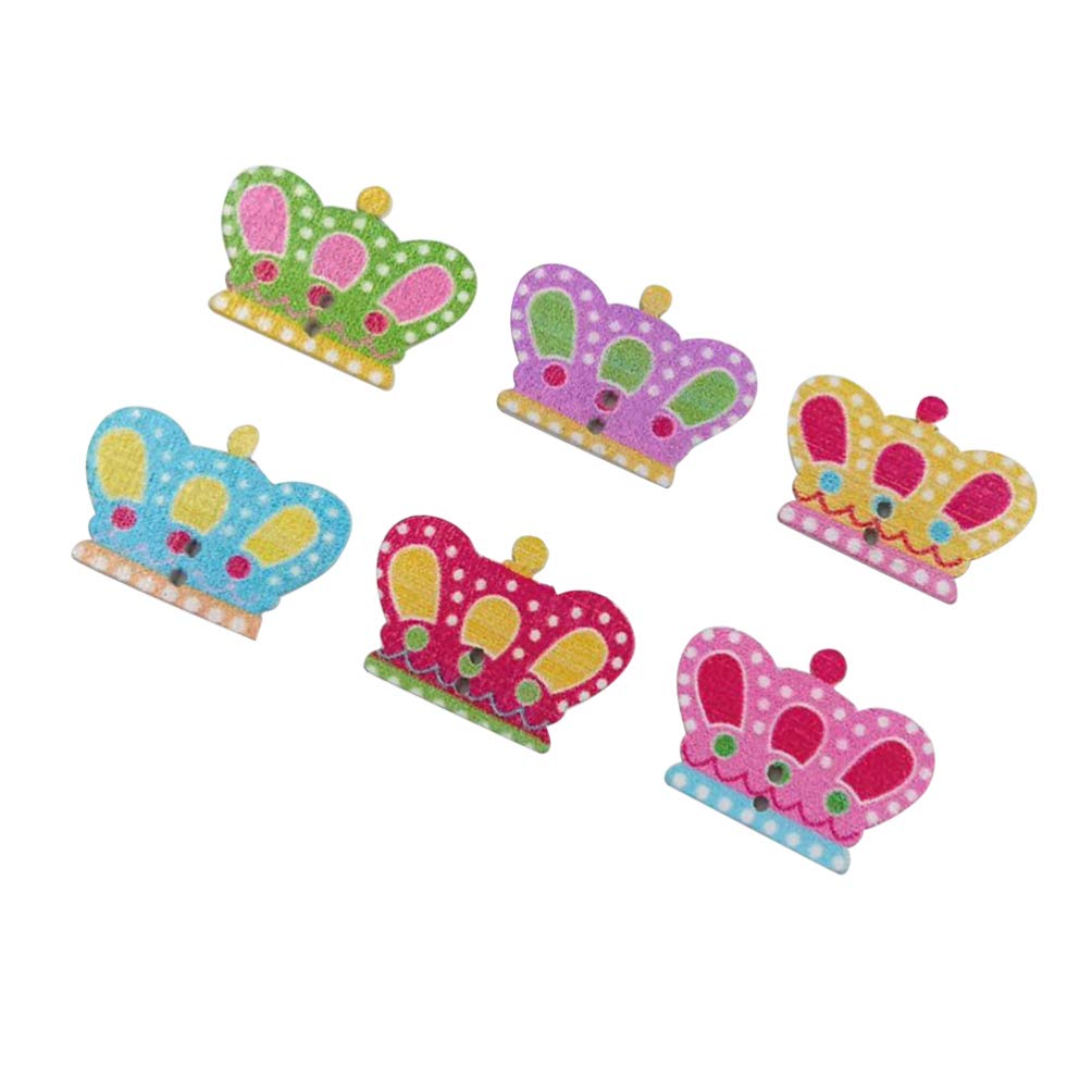 Wooden Crown Buttons Cute Baby Cloth Sewing Buttons for Baby Shower DIY Crafting Scrapbook Decoration - Image 4