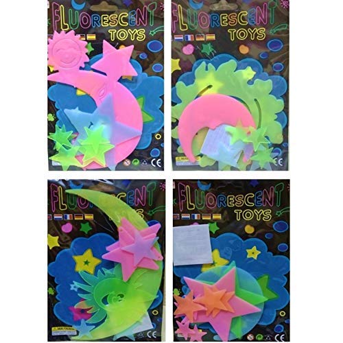 Glow in The Dark Radium Wall Stickers Moon & Stars Shaped Fluorescent Night Stickers for Wall Ceiling