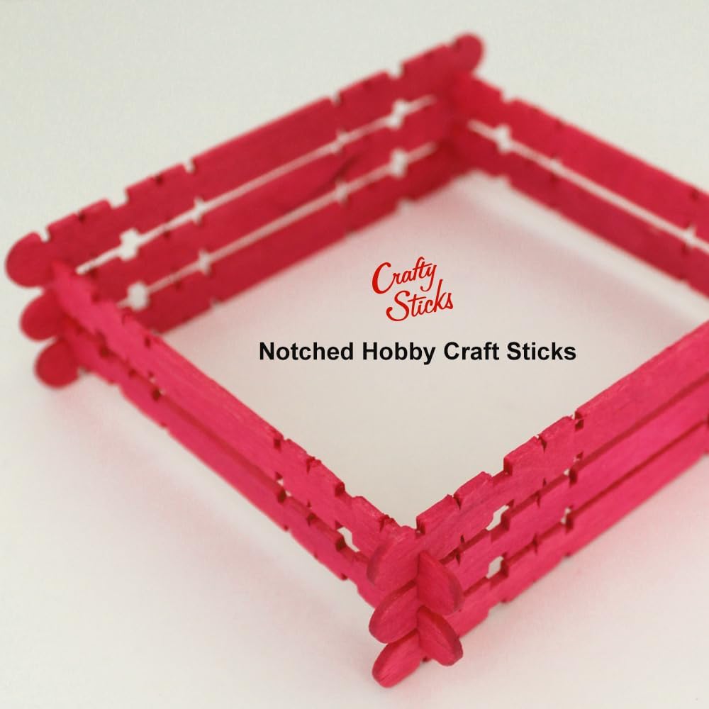 50 Pack 4.5 Inch Notched Multi-Color Wood Craft Sticks, Wooden Sawtooth Hobby Skill Sticks for Crafts and STEM - Image 3
