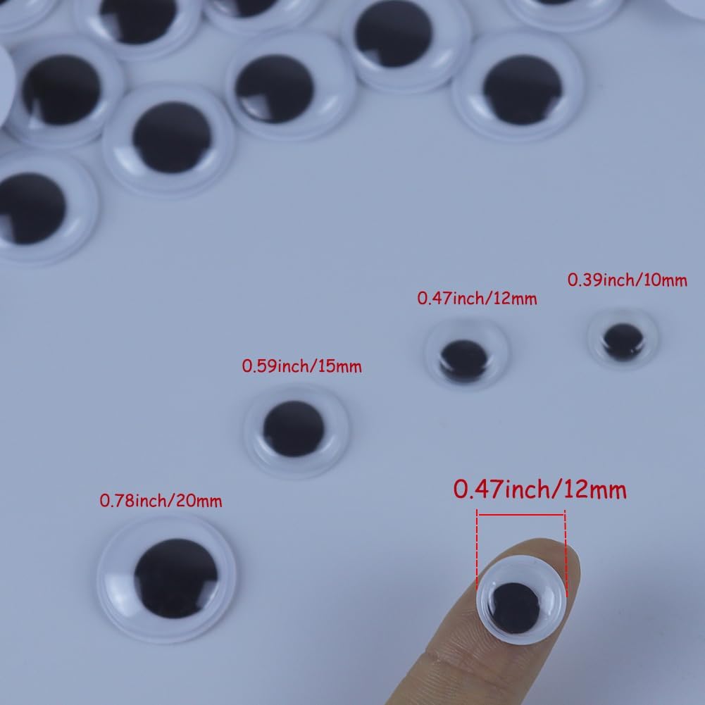 Small Googly Wiggle Eyes 0.47inch Self-Adhesive Black White - Image 2