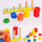 Little Mind KNK Wooden Counting Stacker Toy for Kids 3+ Years | Montessori Ring Sorting & Number Learning Game | Color Matching Educational Toy for Toddlers Preschool Boys & Girls