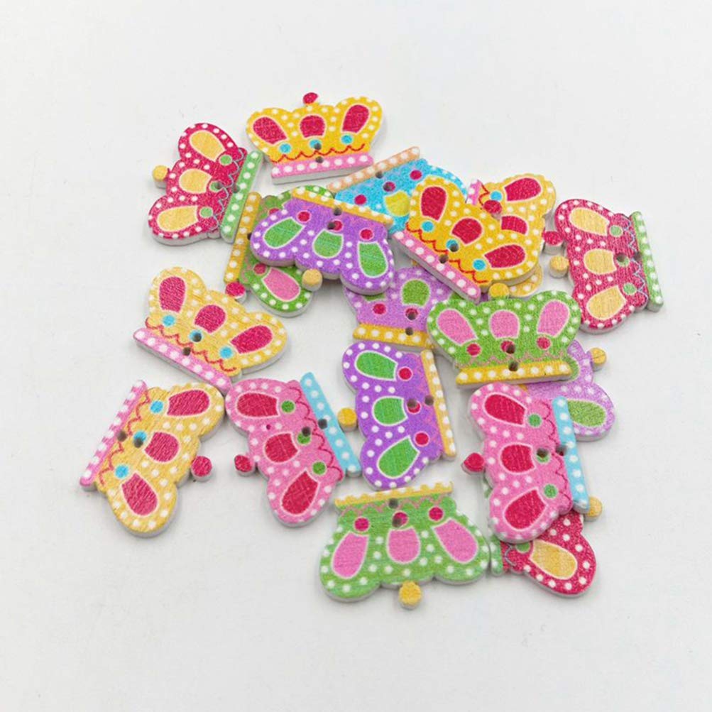 Wooden Crown Buttons Cute Baby Cloth Sewing Buttons for Baby Shower DIY Crafting Scrapbook Decoration - Image 2