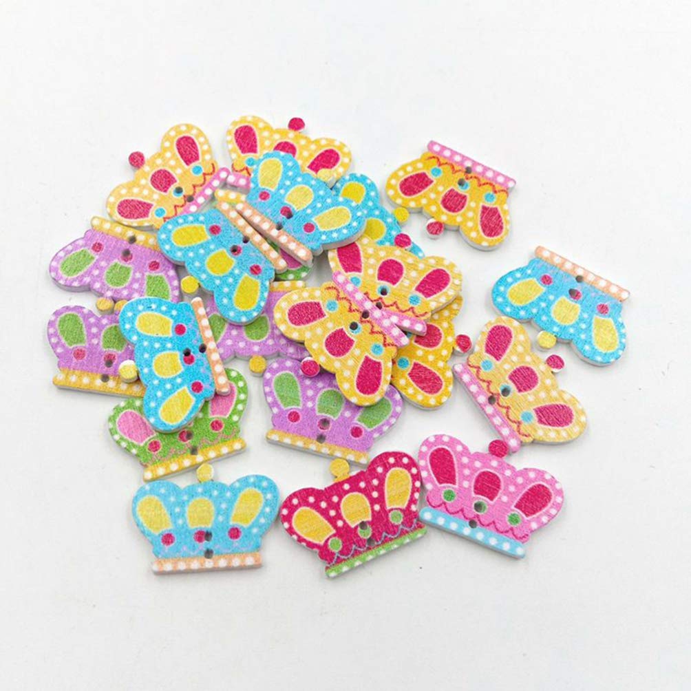 Wooden Crown Buttons Cute Baby Cloth Sewing Buttons for Baby Shower DIY Crafting Scrapbook Decoration - Image 3