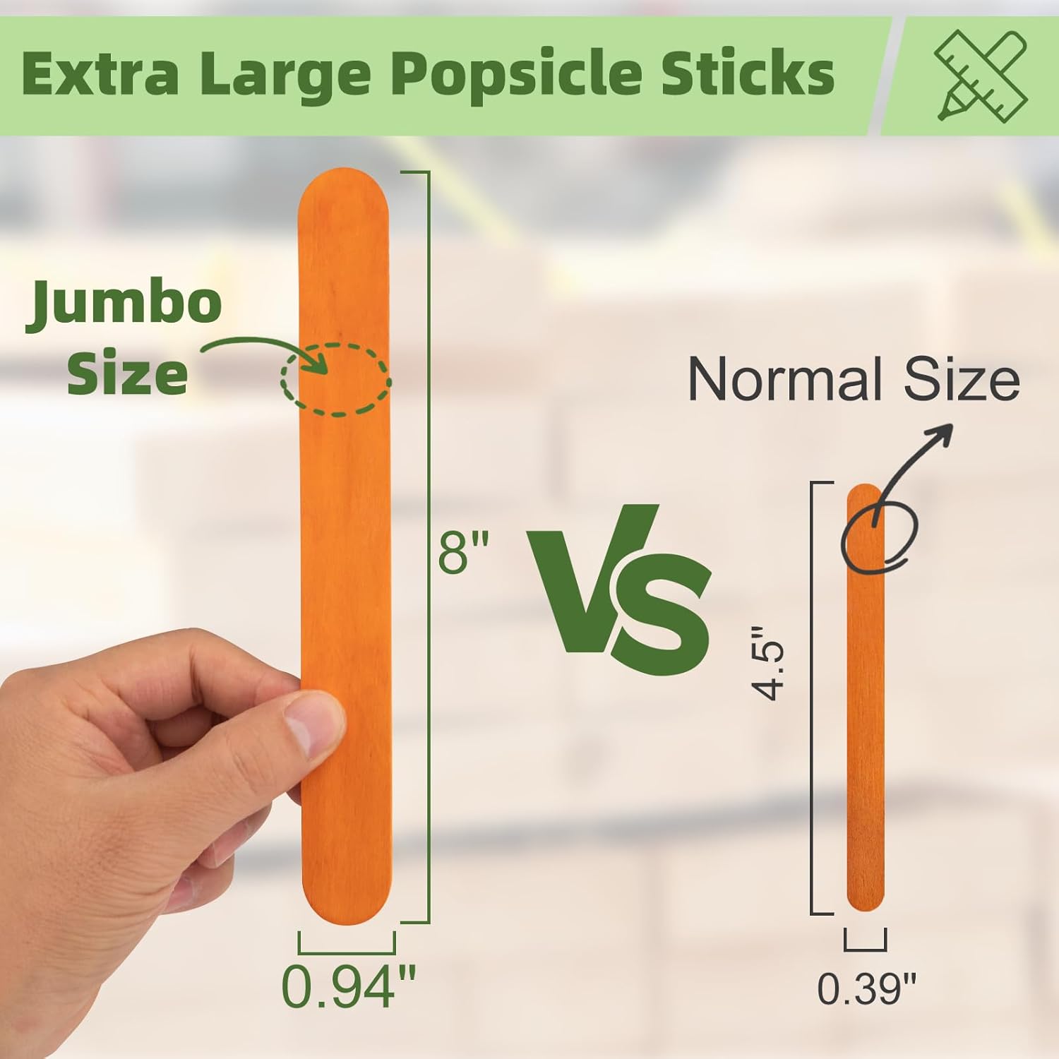 54 Pcs Ice Cream Sticks for DIY Crafts —8 Inch Natural Wooden Craft Sticks | Lollipop Sticks for Kids Art Projects, School Crafts & Creative Play - Image 5