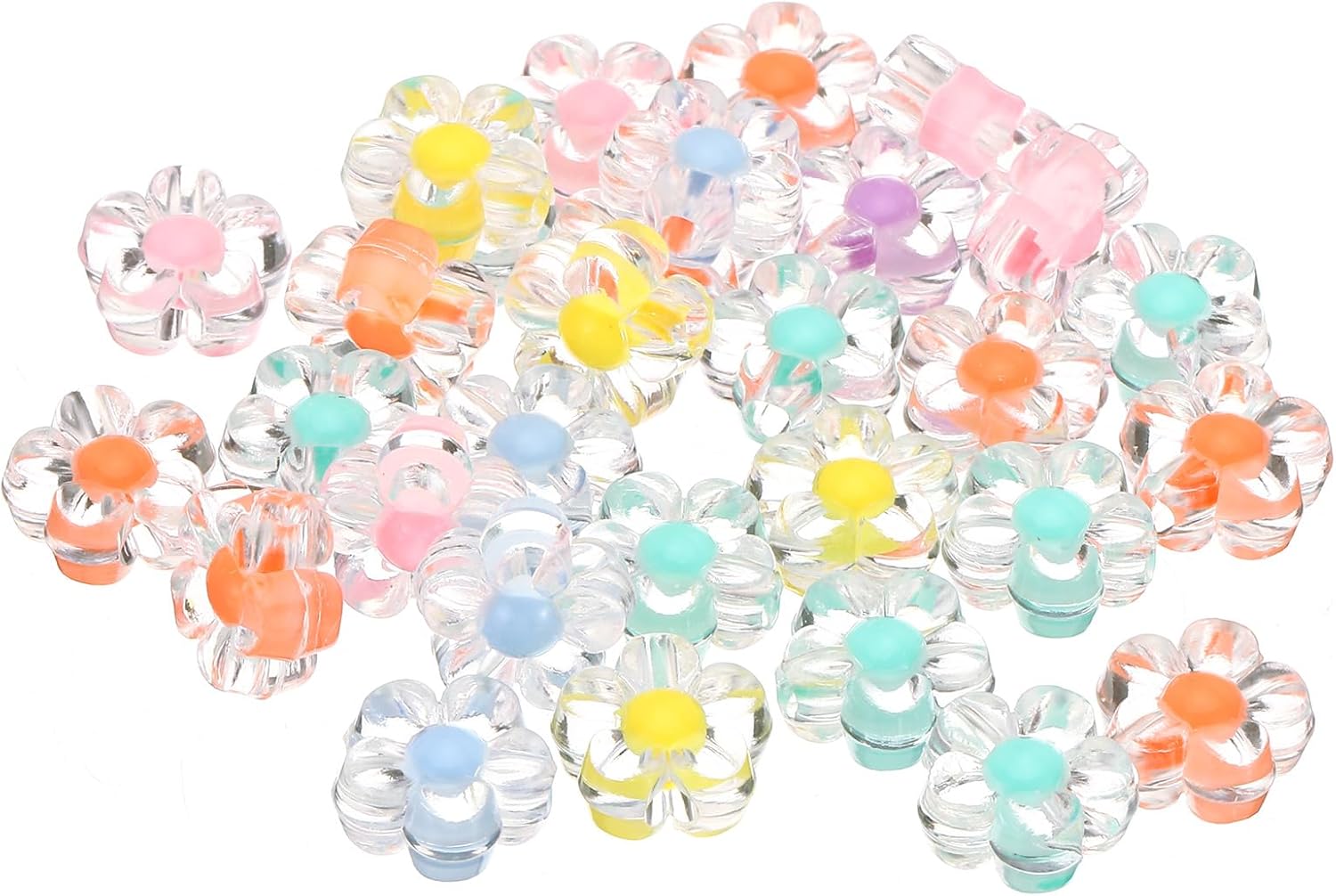 Transparent Flower Beads Bubblegum Beads Mix Color Flower Beads,Small Beads,Acrylic Flower Spacer Beads - Image 3