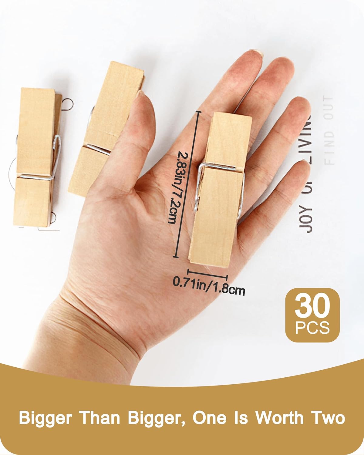 clothes Pins, Sturdy and Heavy Duty Natural Wood Clips Wooden Clothespins for Hanging Clothes - Image 4