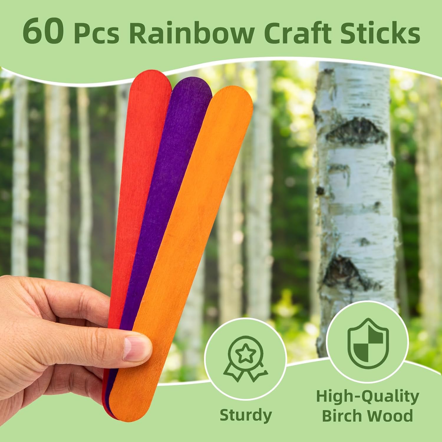 54 Pcs Ice Cream Sticks for DIY Crafts —8 Inch Natural Wooden Craft Sticks | Lollipop Sticks for Kids Art Projects, School Crafts & Creative Play - Image 2
