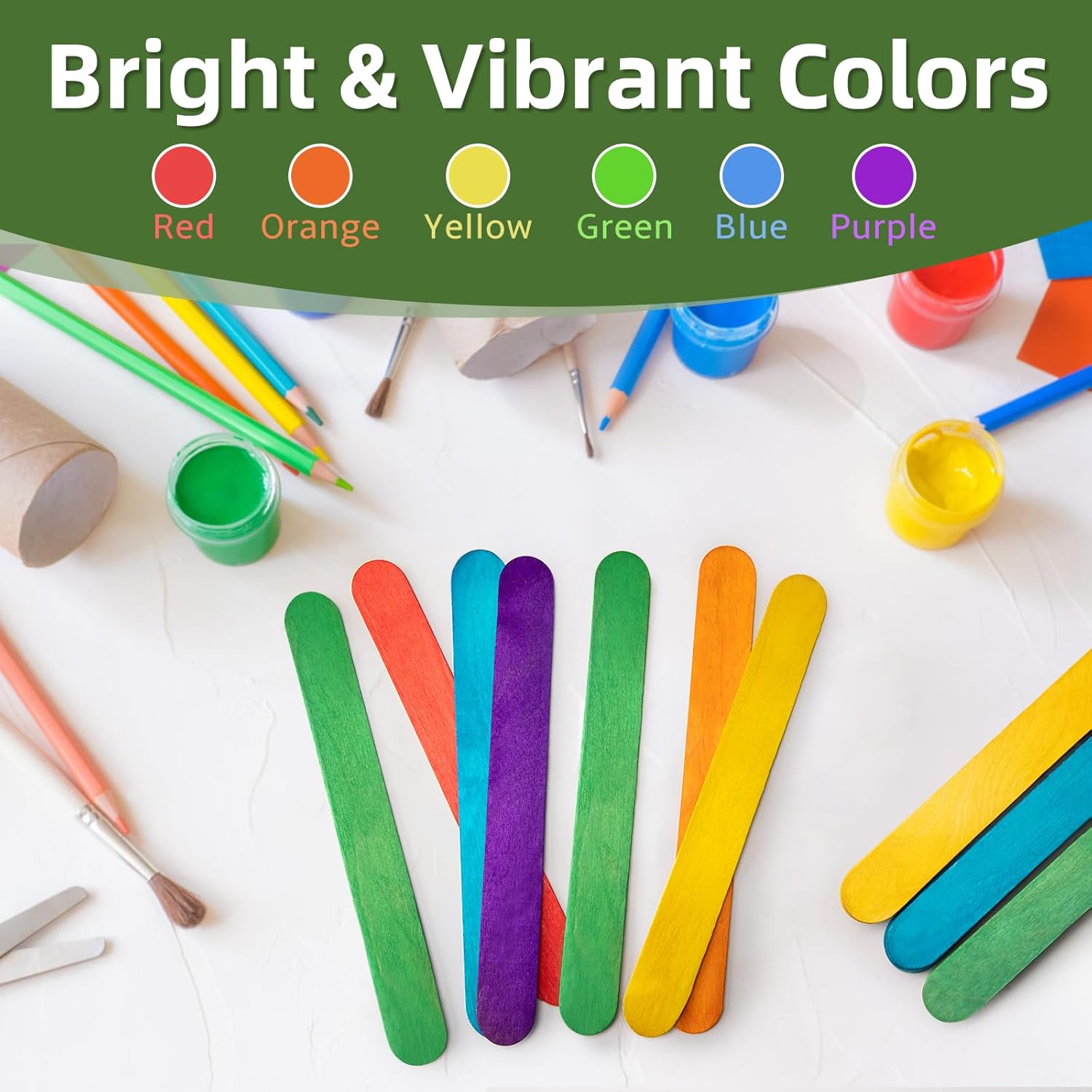 54 Pcs Ice Cream Sticks for DIY Crafts —8 Inch Natural Wooden Craft Sticks | Lollipop Sticks for Kids Art Projects, School Crafts & Creative Play - Image 4