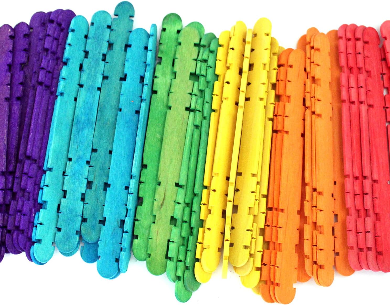 50 Pack 4.5 Inch Notched Multi-Color Wood Craft Sticks, Wooden Sawtooth Hobby Skill Sticks for Crafts and STEM - Image 2