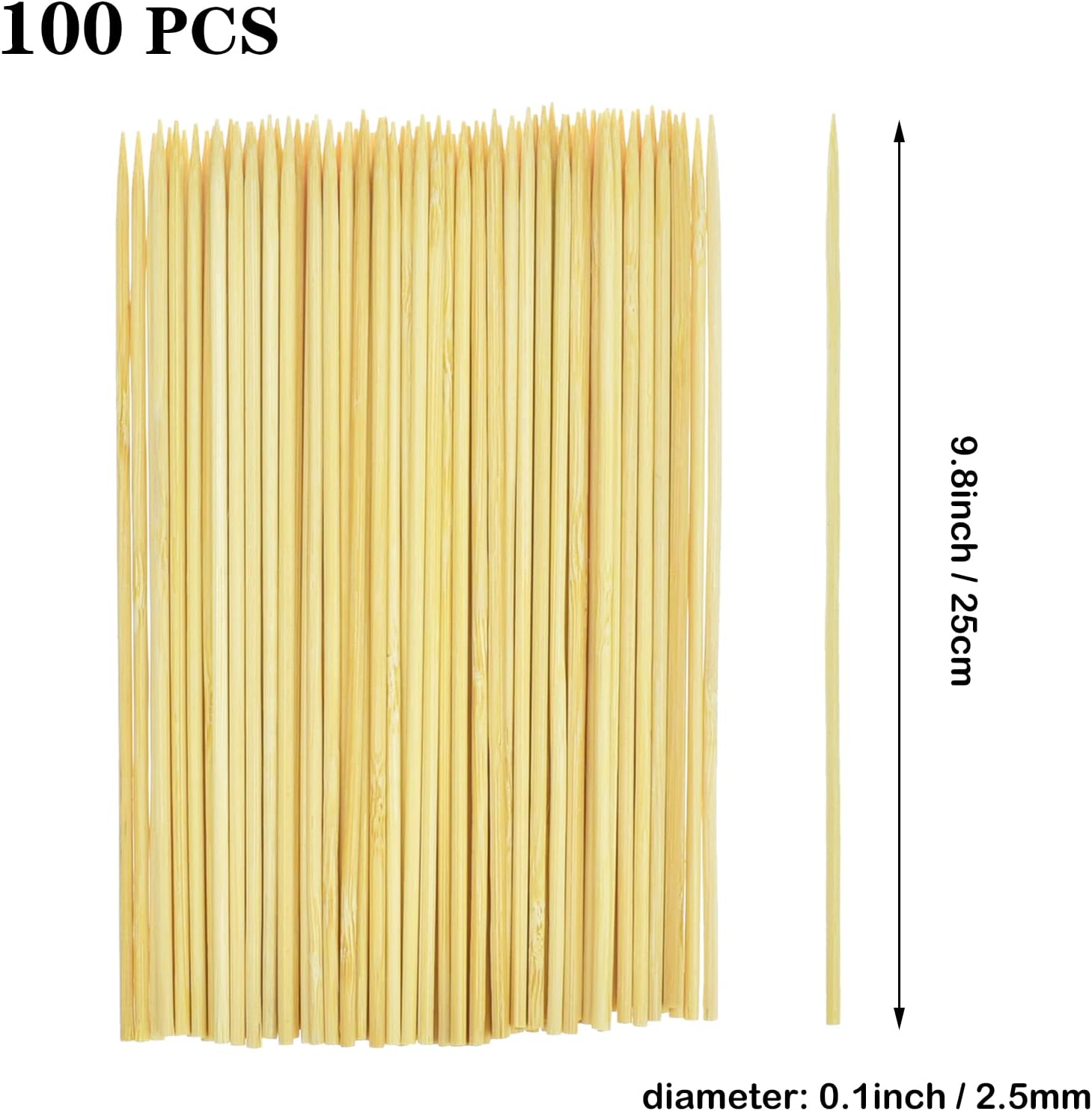 100 PCS Bamboo Sticks 25cm – Multipurpose Craft & BBQ Skewers - Image 2