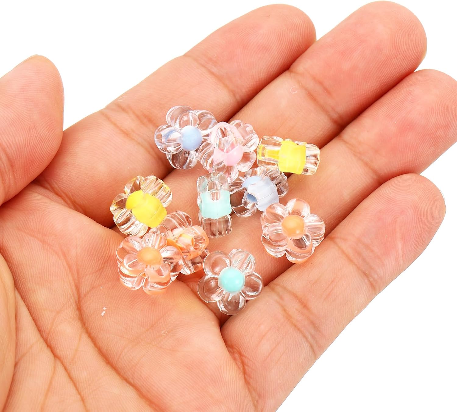 Transparent Flower Beads Bubblegum Beads Mix Color Flower Beads,Small Beads,Acrylic Flower Spacer Beads - Image 5