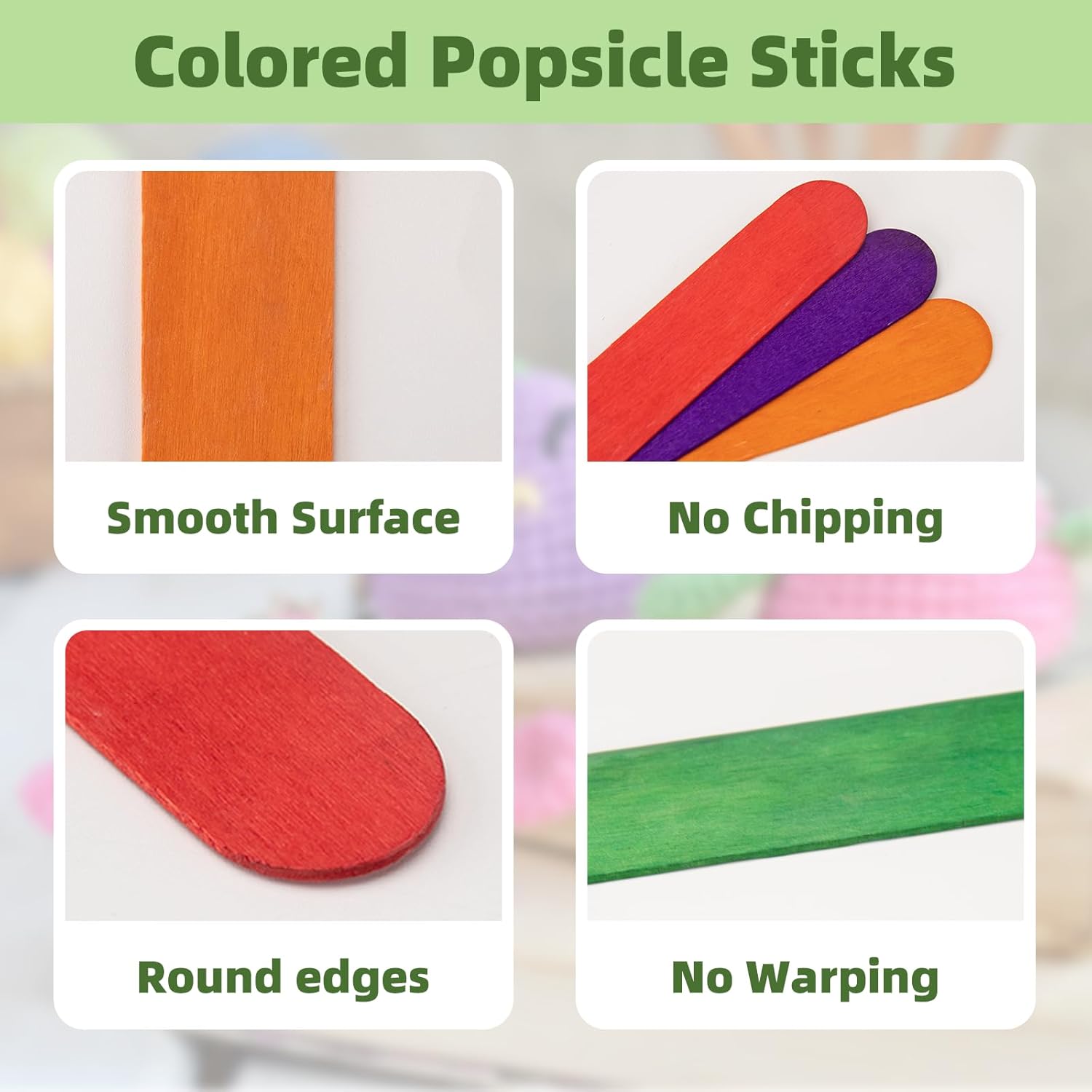 54 Pcs Ice Cream Sticks for DIY Crafts —8 Inch Natural Wooden Craft Sticks | Lollipop Sticks for Kids Art Projects, School Crafts & Creative Play - Image 3