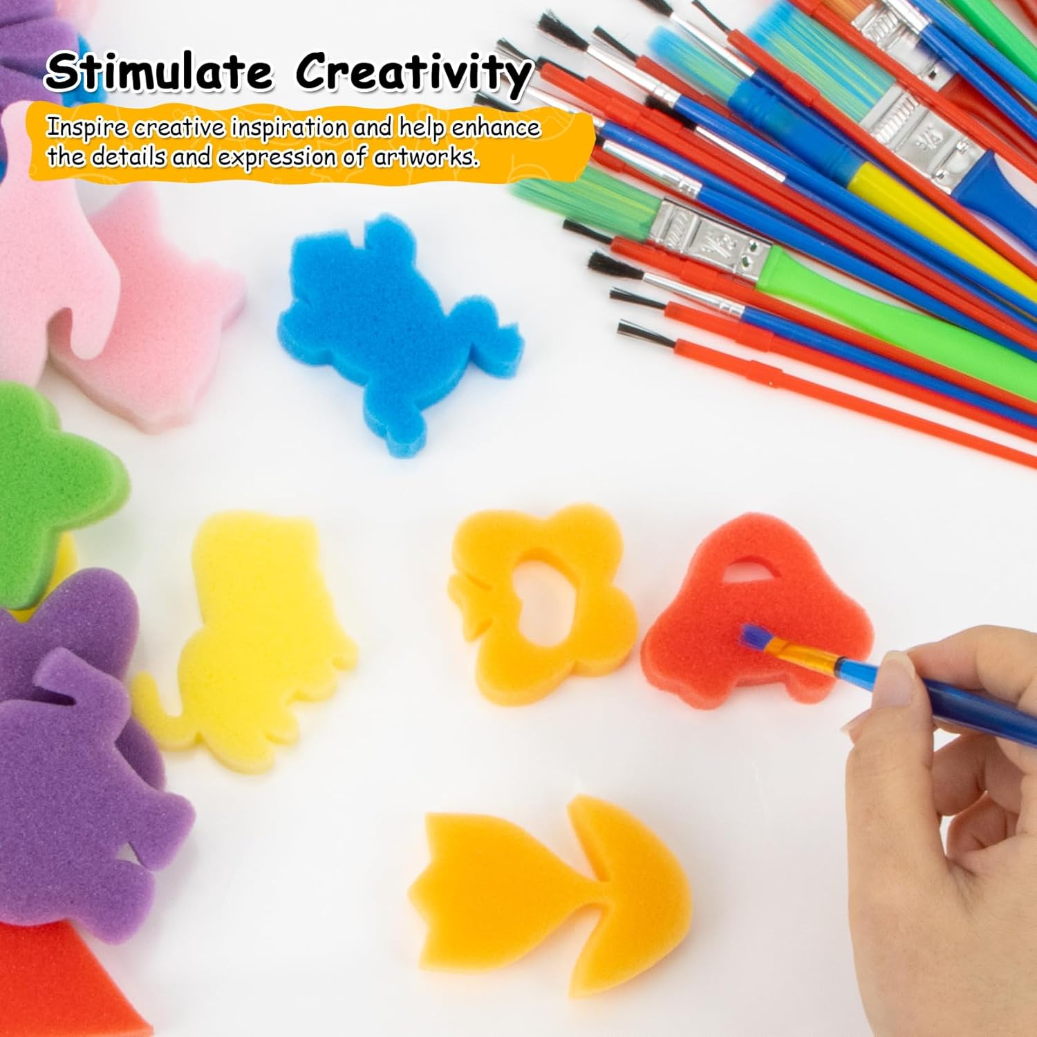 ponge Painting Shapes - Assorted Pattern Early Learning Sponge,Colorful DIY Painting - Image 2