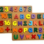 Wooden English Alphabets Blocks for Kids 3 Years Alphabets for Kids Puzzles Learning Educational Montosseri Toy (Combo (2 Boards))