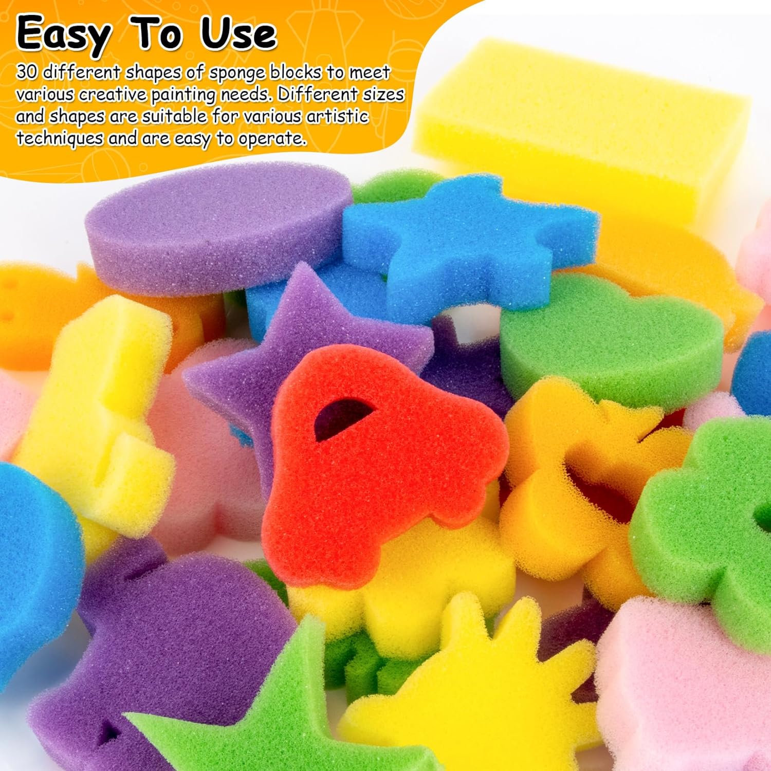 ponge Painting Shapes - Assorted Pattern Early Learning Sponge,Colorful DIY Painting - Image 4