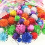 Assorted Pompoms Multicolor Arts and Crafts Fuzzy Sparkle Pom Poms Glitter Balls Diameter 1 cm for DIY