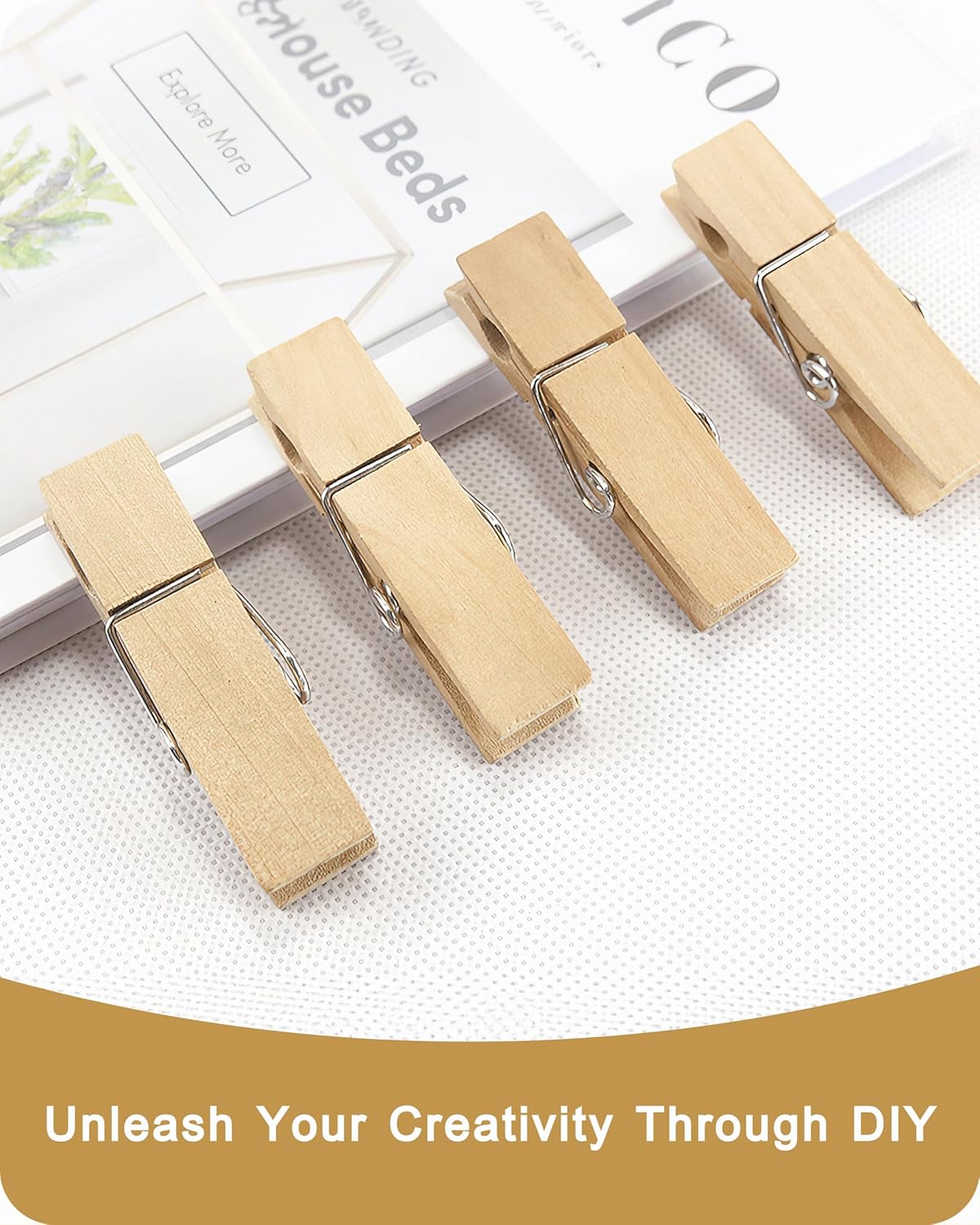 clothes Pins, Sturdy and Heavy Duty Natural Wood Clips Wooden Clothespins for Hanging Clothes - Image 3