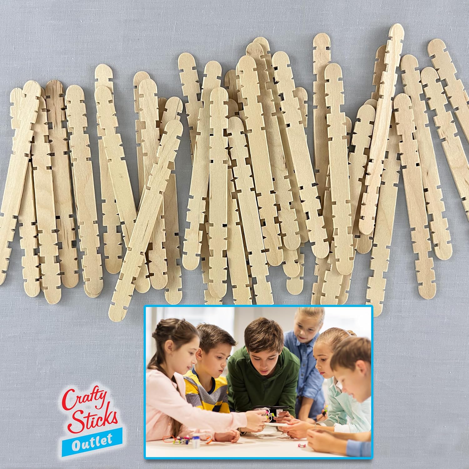 50 Notched Wood Craft Sticks 4.5 Inch – Wooden Hobby Sticks for Crafts, STEM & DIY Projects - Image 3