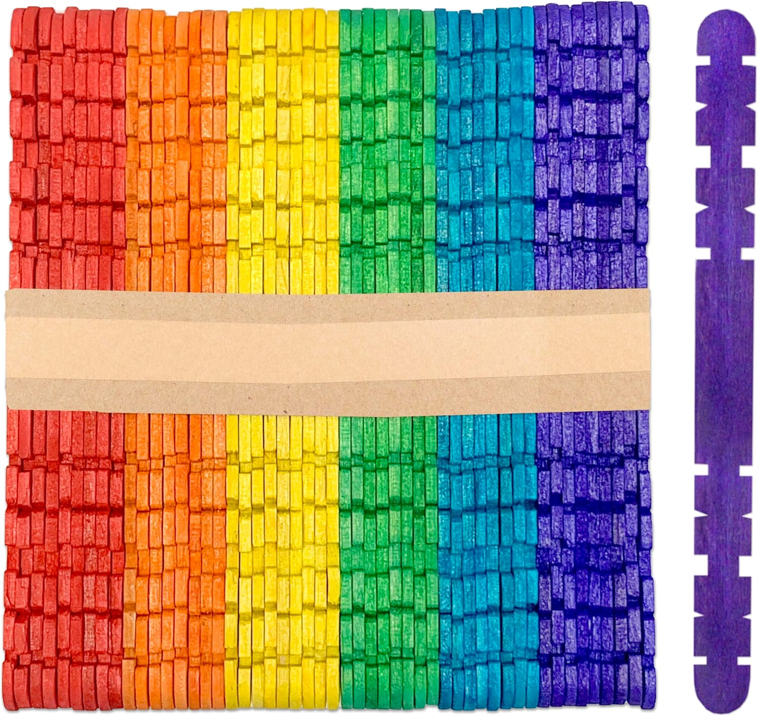 50 Pack 4.5 Inch Notched Multi-Color Wood Craft Sticks, Wooden Sawtooth Hobby Skill Sticks for Crafts and STEM