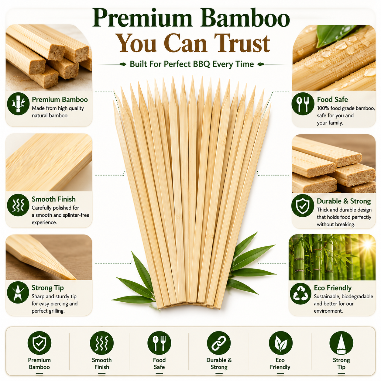 Flat/Wide Bamboo Skewers, 11.5-Inch - Image 3