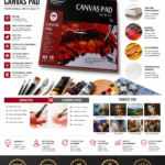 Giorgione A3 Canvas Pad – 100% Cotton Canvas Sheets, 280 GSM, 10 Sheets, Professional Acrylic & Oil Painting Pad