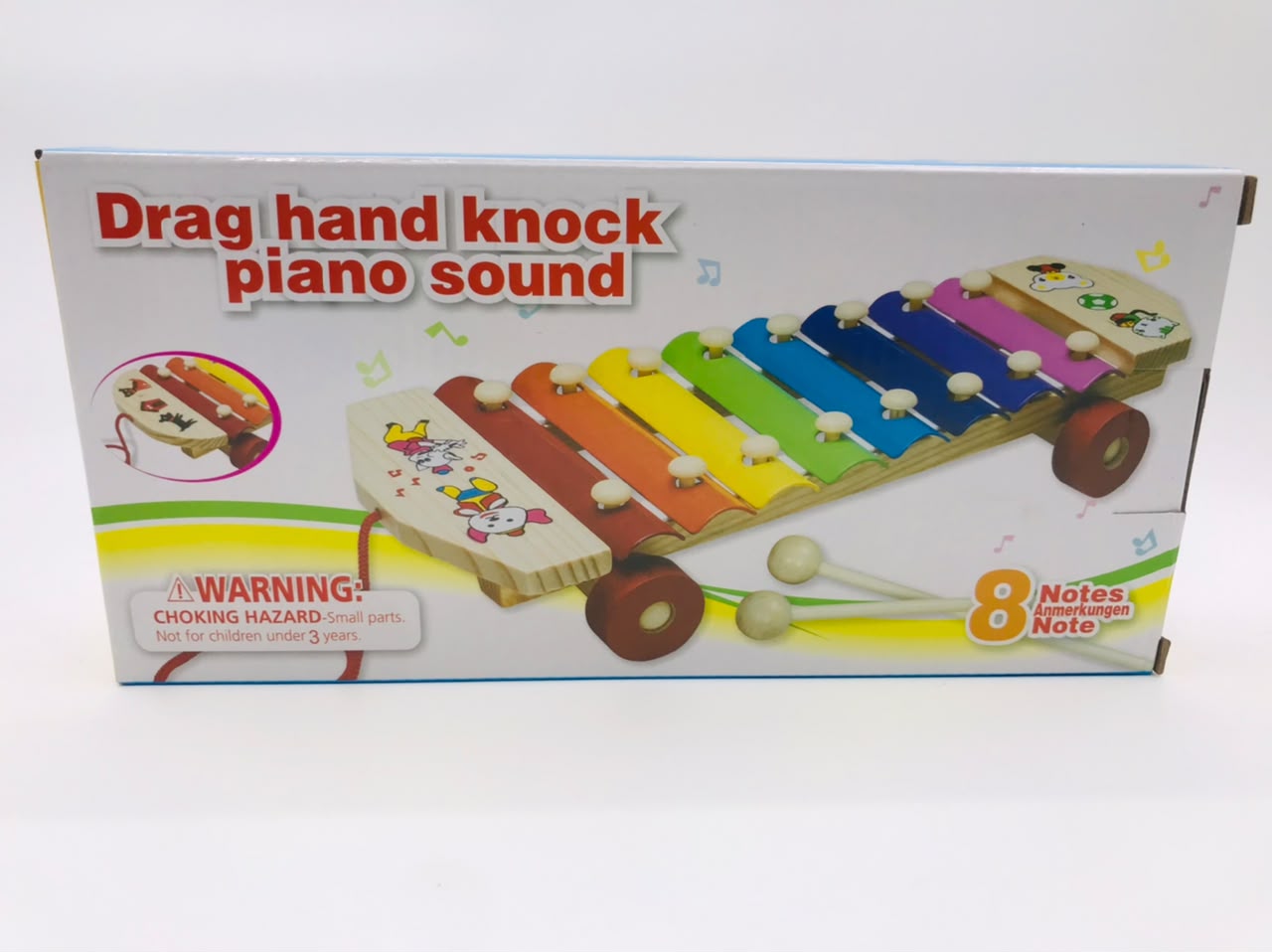 Drag Hand Knock Piano Xylophone — Wooden Pull-Along Musical Toy with 8 Rainbow Notes & Animal Design | Ages 3+ - Image 5