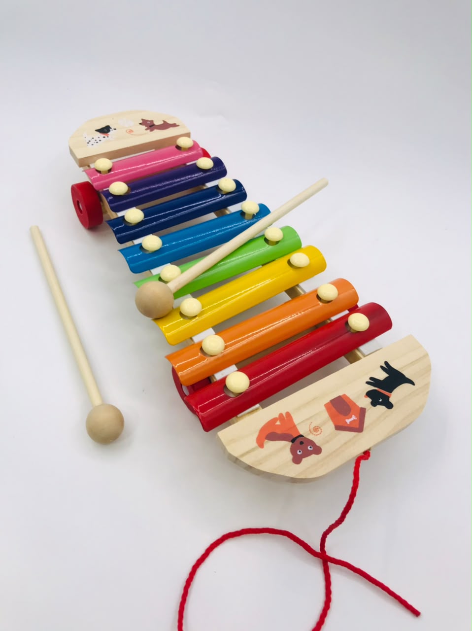 Drag Hand Knock Piano Xylophone — Wooden Pull-Along Musical Toy with 8 Rainbow Notes & Animal Design | Ages 3+ - Image 3