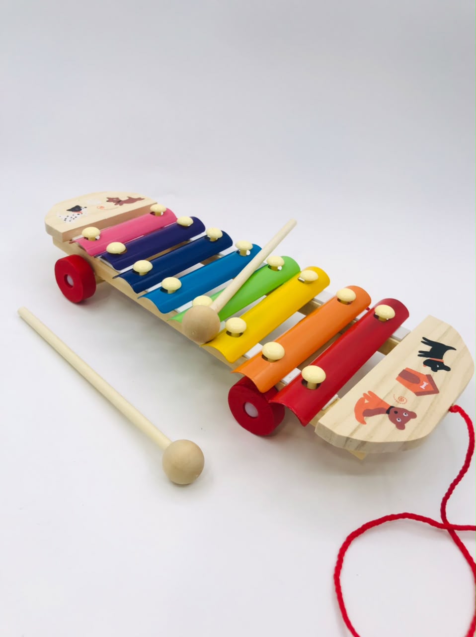 Drag Hand Knock Piano Xylophone — Wooden Pull-Along Musical Toy with 8 Rainbow Notes & Animal Design | Ages 3+ - Image 4