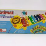 Animal Dilatory Pull-Along Xylophone — 8-Tone Wooden Musical Toy with Lion Design, Song Cards & Rainbow Keys | Ages 3+ (Qin Series)