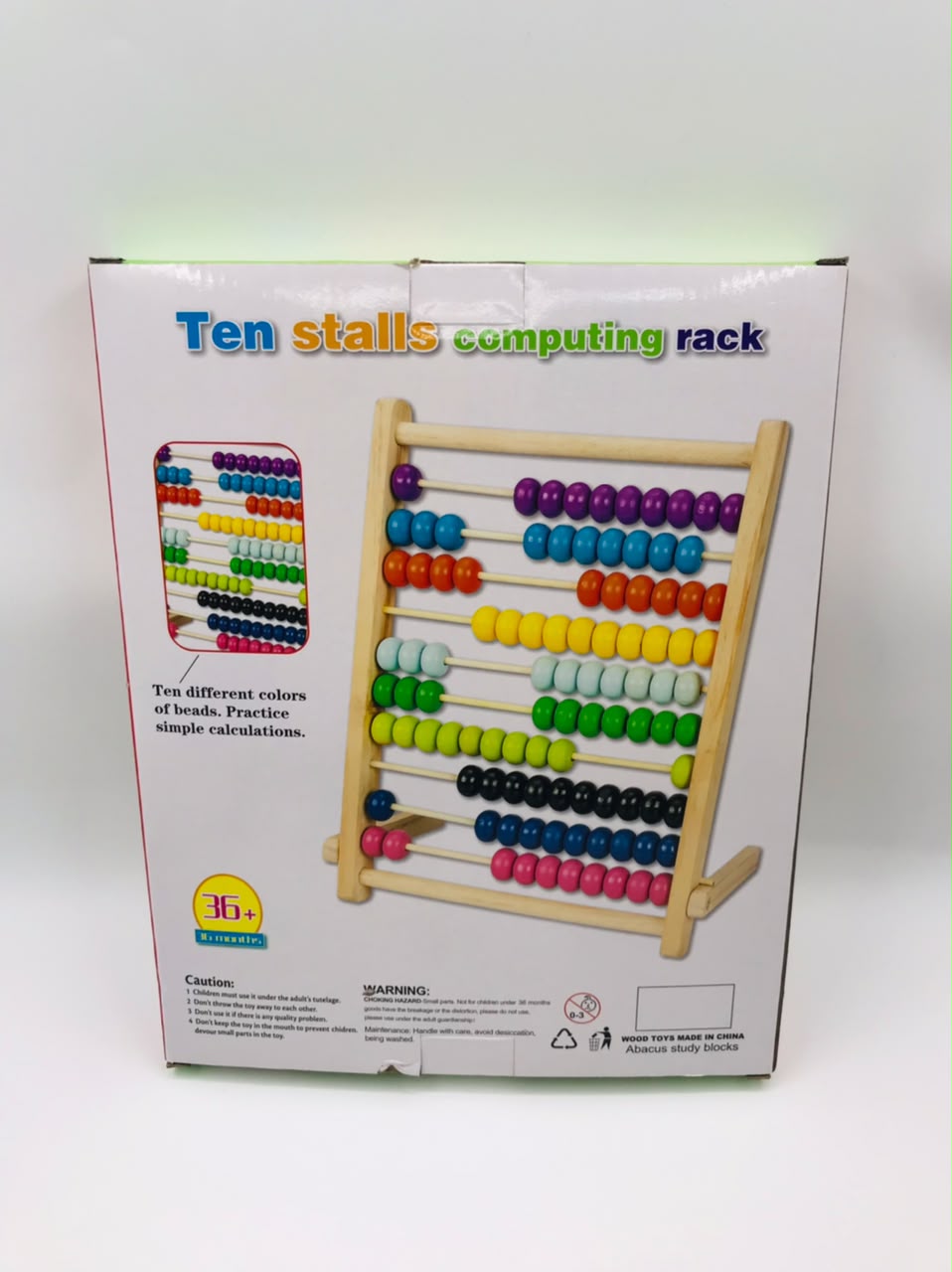 Ten Stalls Computing Rack — Wooden Abacus for Kids with 100 Colorful Beads | Maths Learning Toy for Counting & Number Skills | Ages 3+ - Image 4