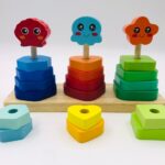 marine animal nesting column sea animal stacking wooden toy