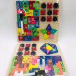 wooden puzzel plate shapes  white board