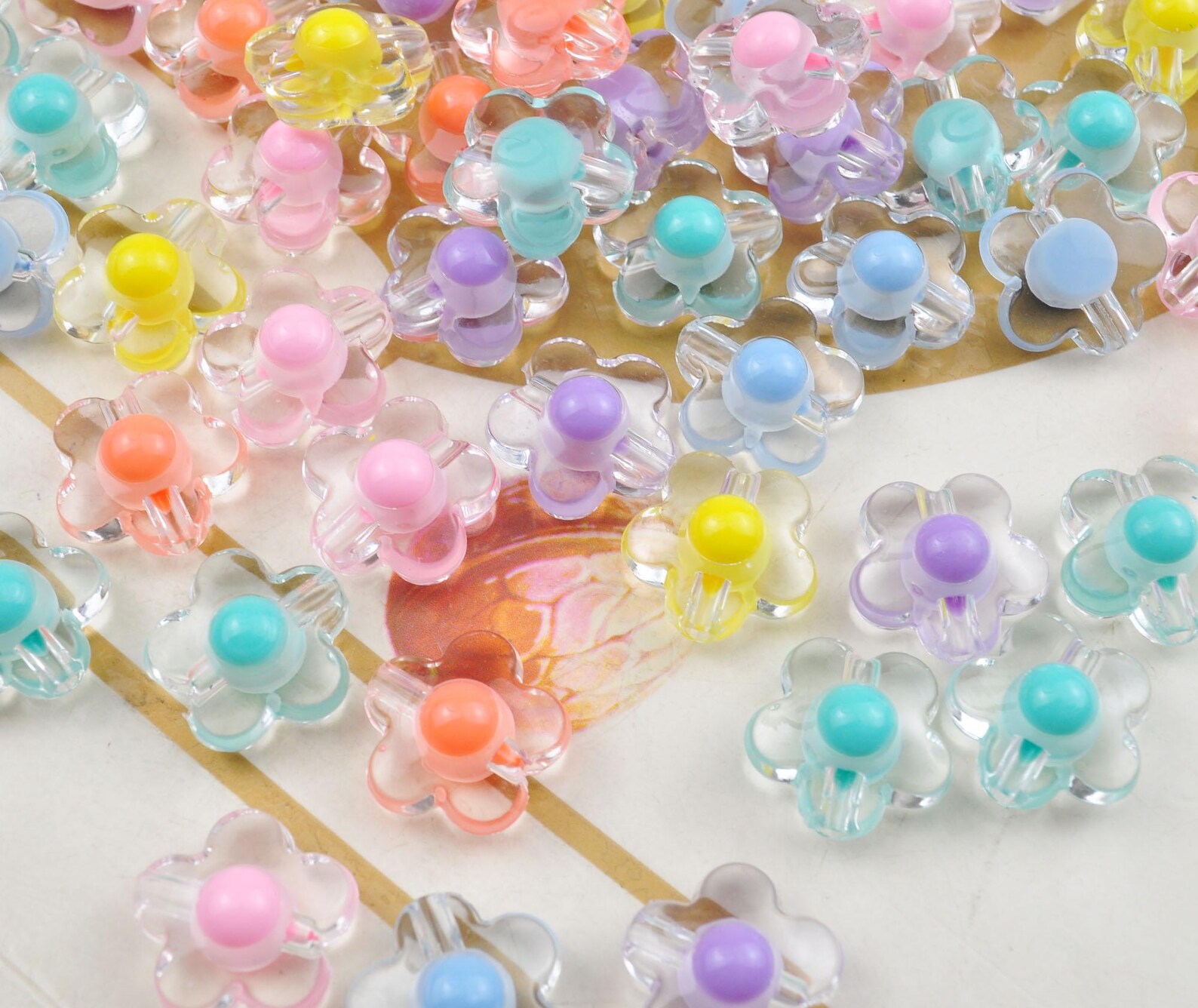Transparent Flower Beads Bubblegum Beads Mix Color Flower Beads,Small Beads,Acrylic Flower Spacer Beads - Image 2