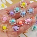 Transparent Flower Beads Bubblegum Beads Mix Color Flower Beads,Small Beads,Acrylic Flower Spacer Beads