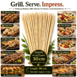 Premium Bamboo BBQ Skewers 30cm | Extra-Long Food-Grade Wooden Skewers for BBQ, Kebabs, Grilling & Catering