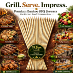 Premium Bamboo BBQ Skewers 19.5cm | Food-Grade Wooden Skewers for BBQ, Kebabs, Fruit & Party Serving